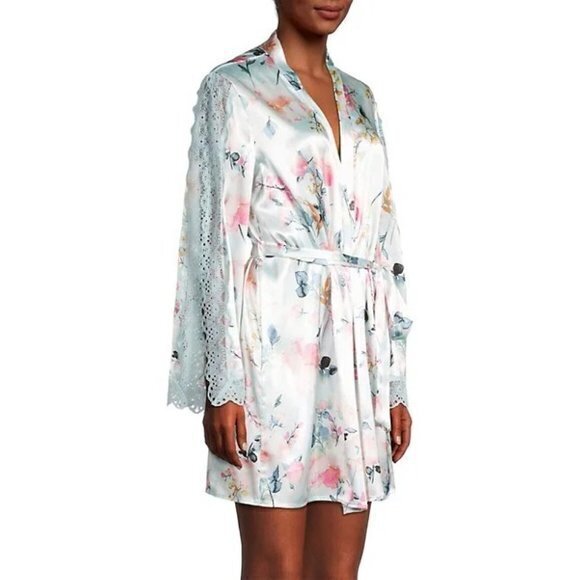 In Bloom Eloise Floral Lace-Trim satiny Robe‎ Size XL RefI014 - Picture 2 of 15